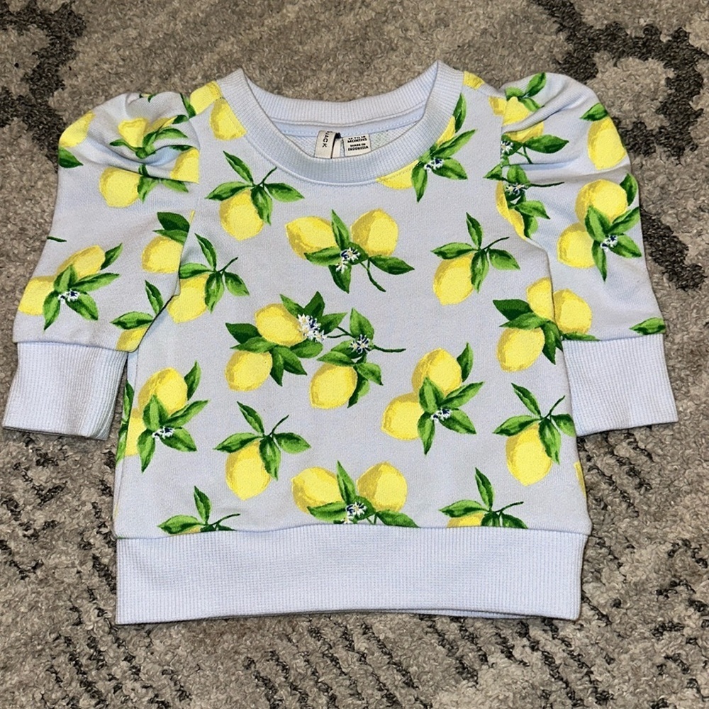 Janie and Jack LEMON PUFF SLEEVE SWEATSHIRT size 12-18‎ months LIKE NEW